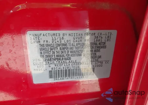 2019 Nissan Sentra Sv from USA, damaged, VIN 3N1AB7AP8KL614435